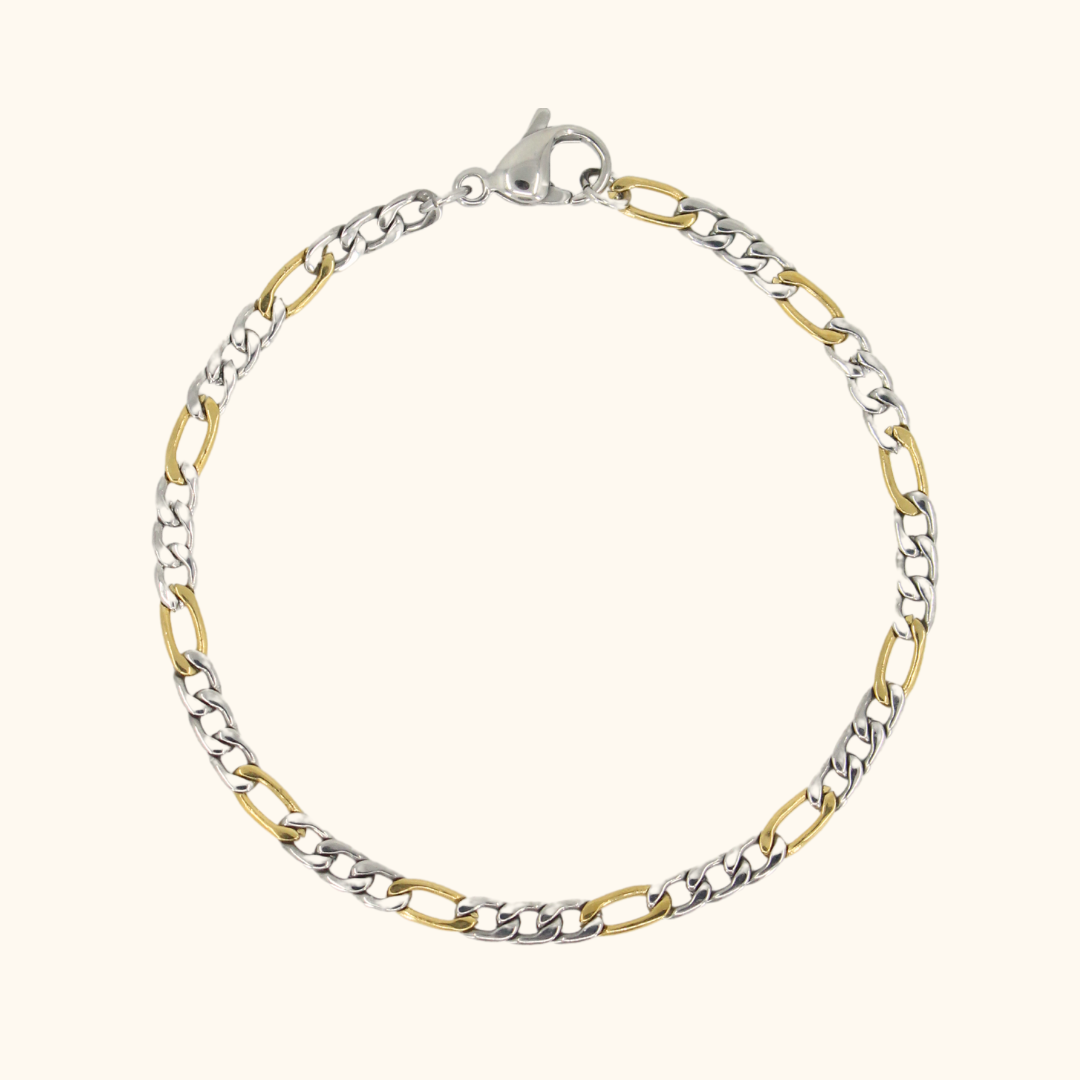 Two Toned Figaro Chain Bracelet