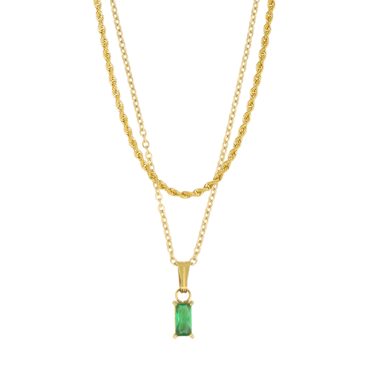 Floating Emerald Necklace Set