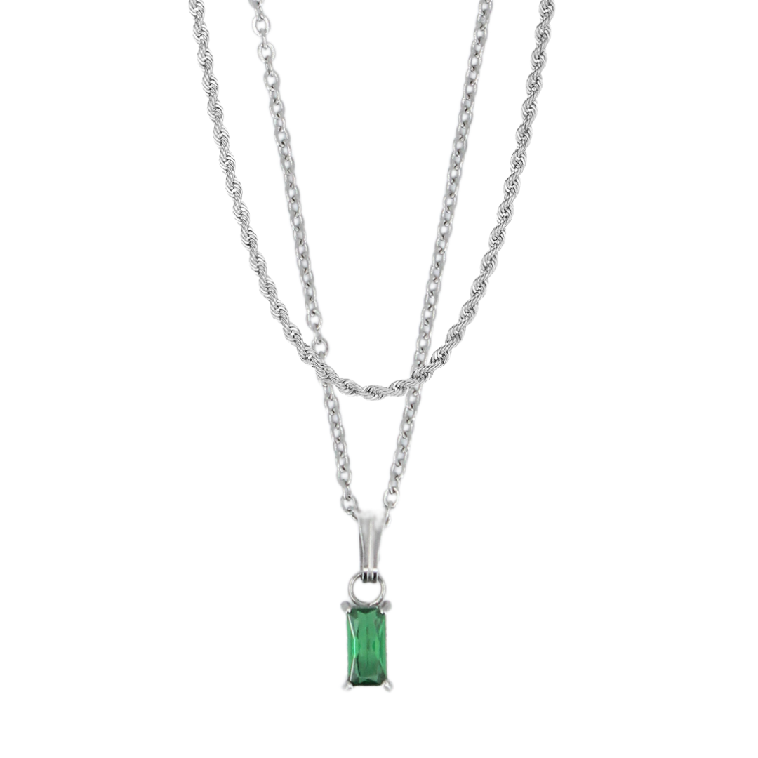 Floating Emerald Necklace Set