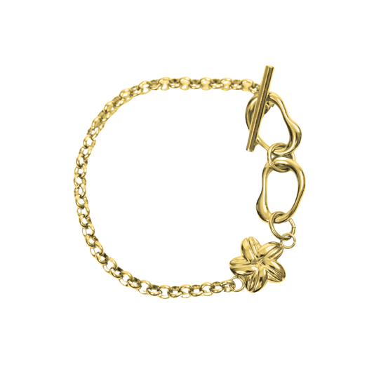 Cowrie Plumeria Toggle Clasp Bracelet