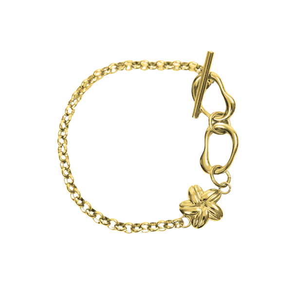 Cowrie Plumeria Toggle Clasp Bracelet