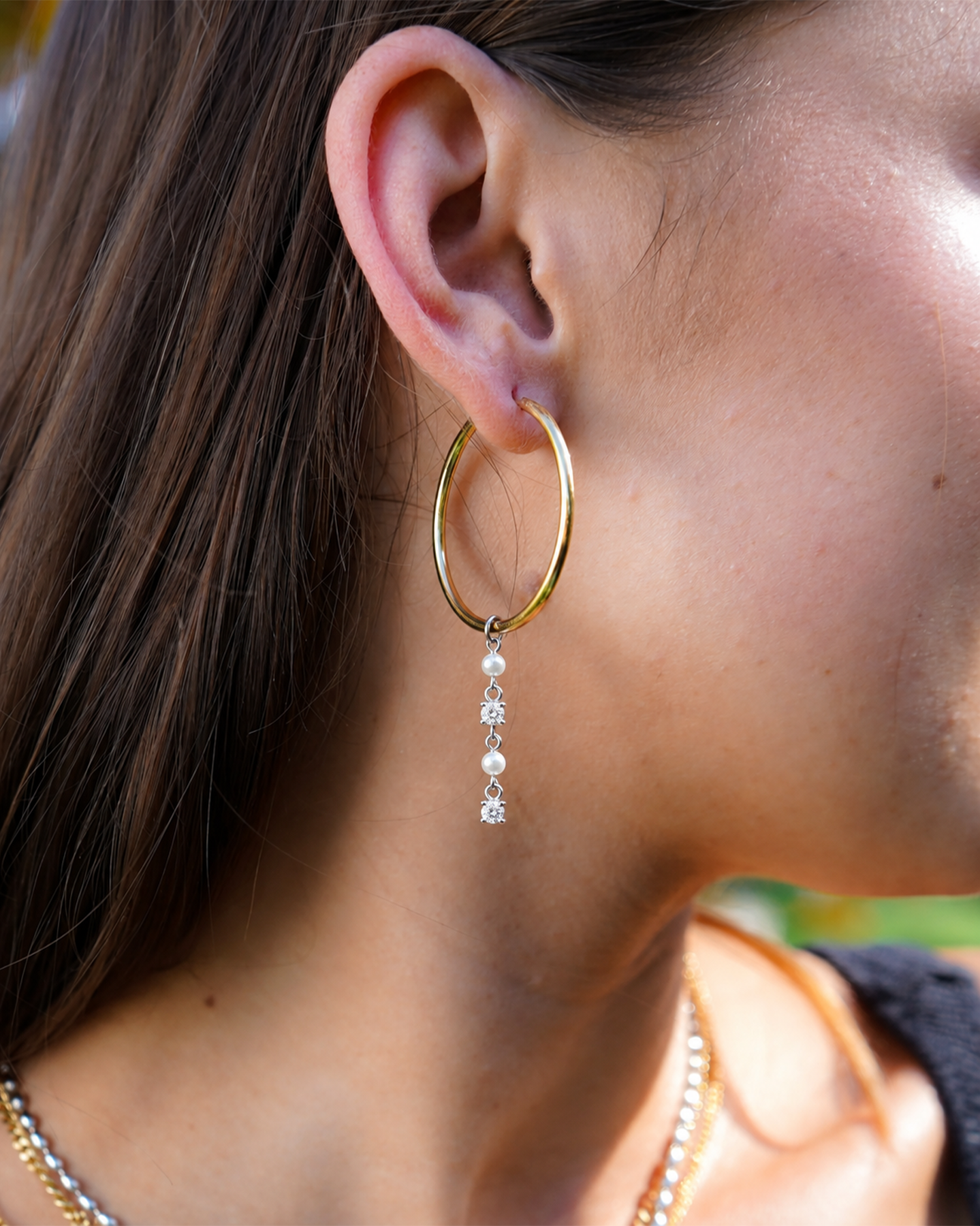 
Diamond Pearl Drop Earring Charm