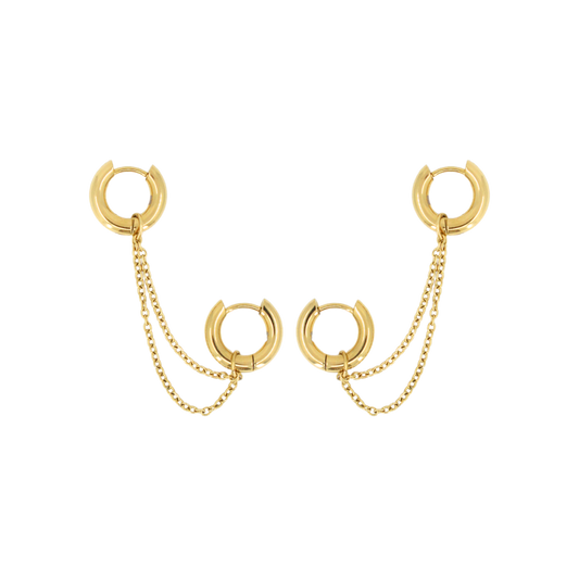 Double Chain Huggie Earring