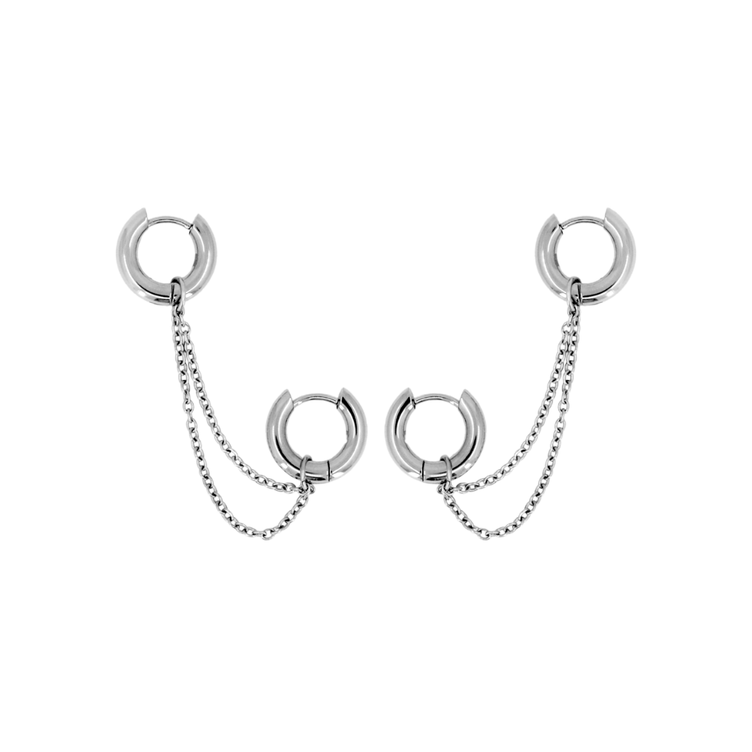 Double Chain Huggie Earring