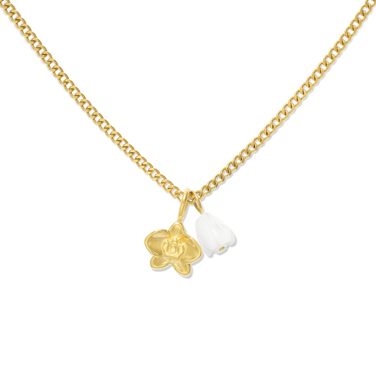 
Orchid & Pikake Charm Necklace Set