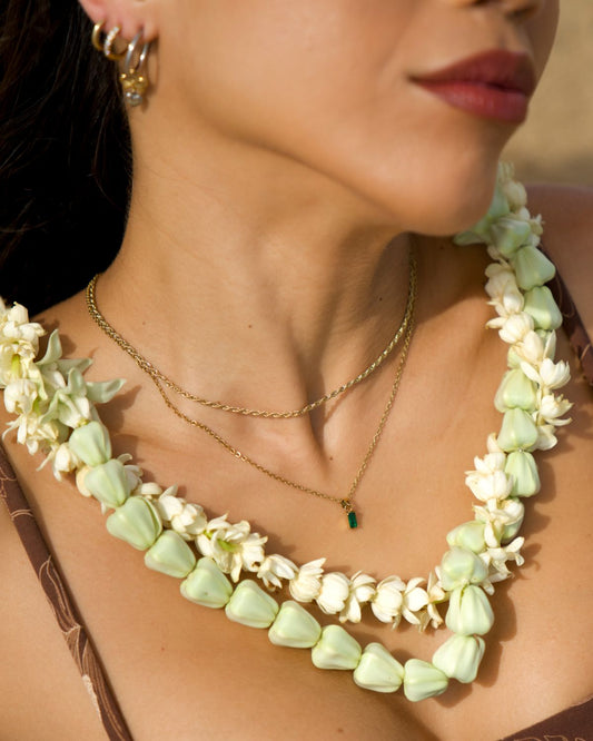 Floating Emerald Necklace Set