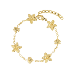 Plumeria Monstera Charm Bracelet (6in + 1.5in)
