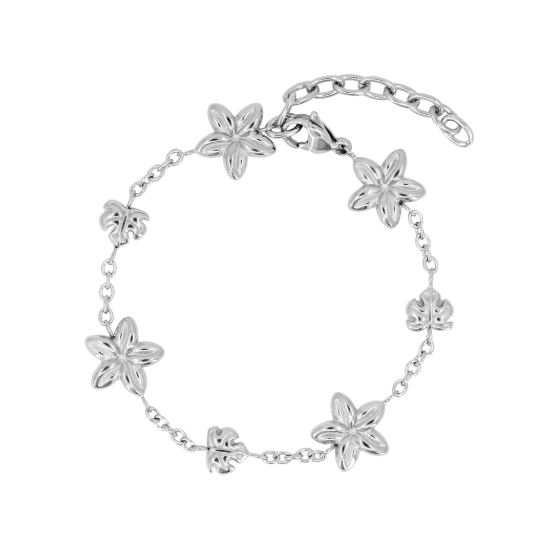 Plumeria Monstera Charm Bracelet