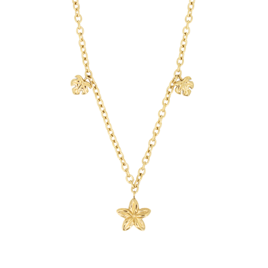 Plumeria Monstera Charm Necklace