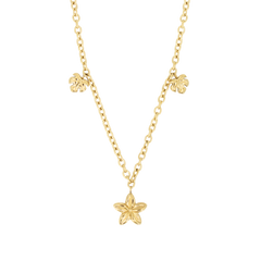 Plumeria Monstera Charm Necklace (16in + 2in)