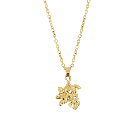 Plumeria Monstera Necklace
