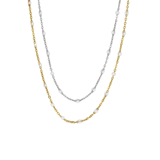 Two Tone Beaded Necklace Set