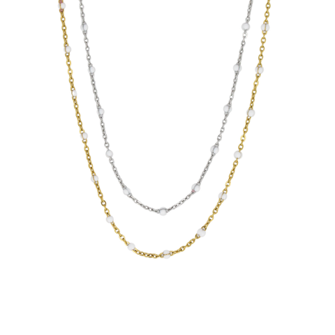 Two Tone Beaded Necklace Set