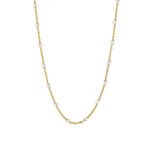 White Beaded Chain Necklace