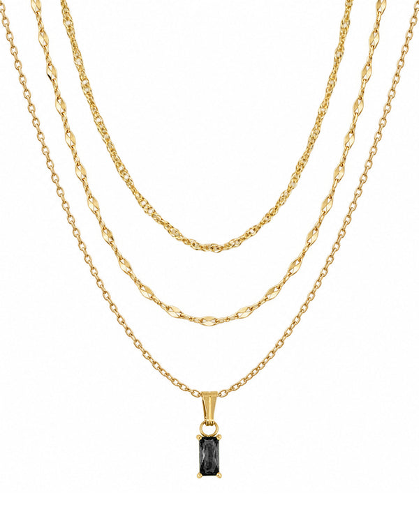 Emerald Cut Necklace Set — Black