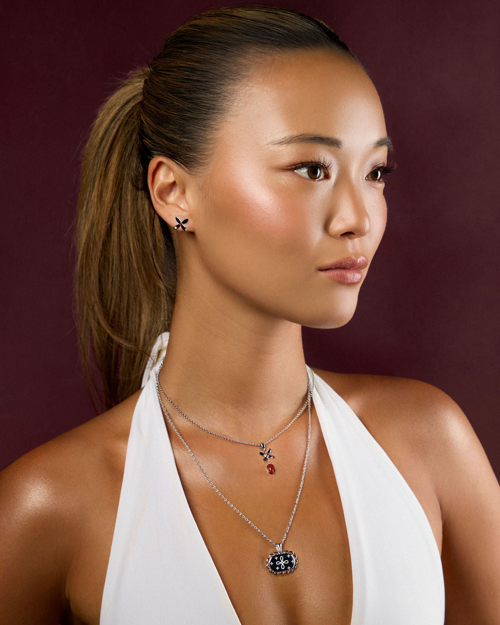 
Model wearing the Happiness Amulet Necklace