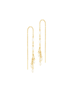 
Pearl Shower Threader Earrings in 14k gold - a cascade of freshwater pearls on a pull-through chain