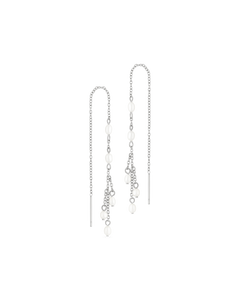 
Pearl Shower Threader Earrings in silver - a cascade of freshwater pearls on a pull-through chain