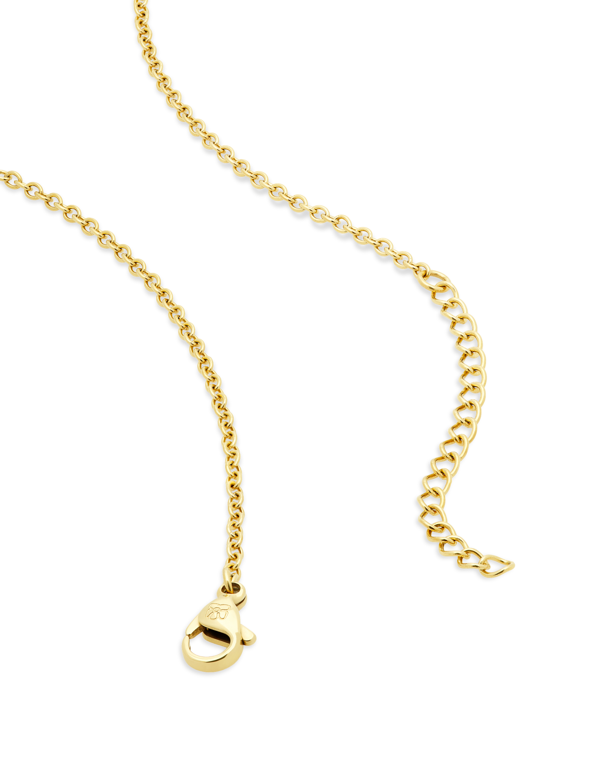 
Plumeria Bloom Collar Necklace in 14k gold, close view of the clasp and extender chain