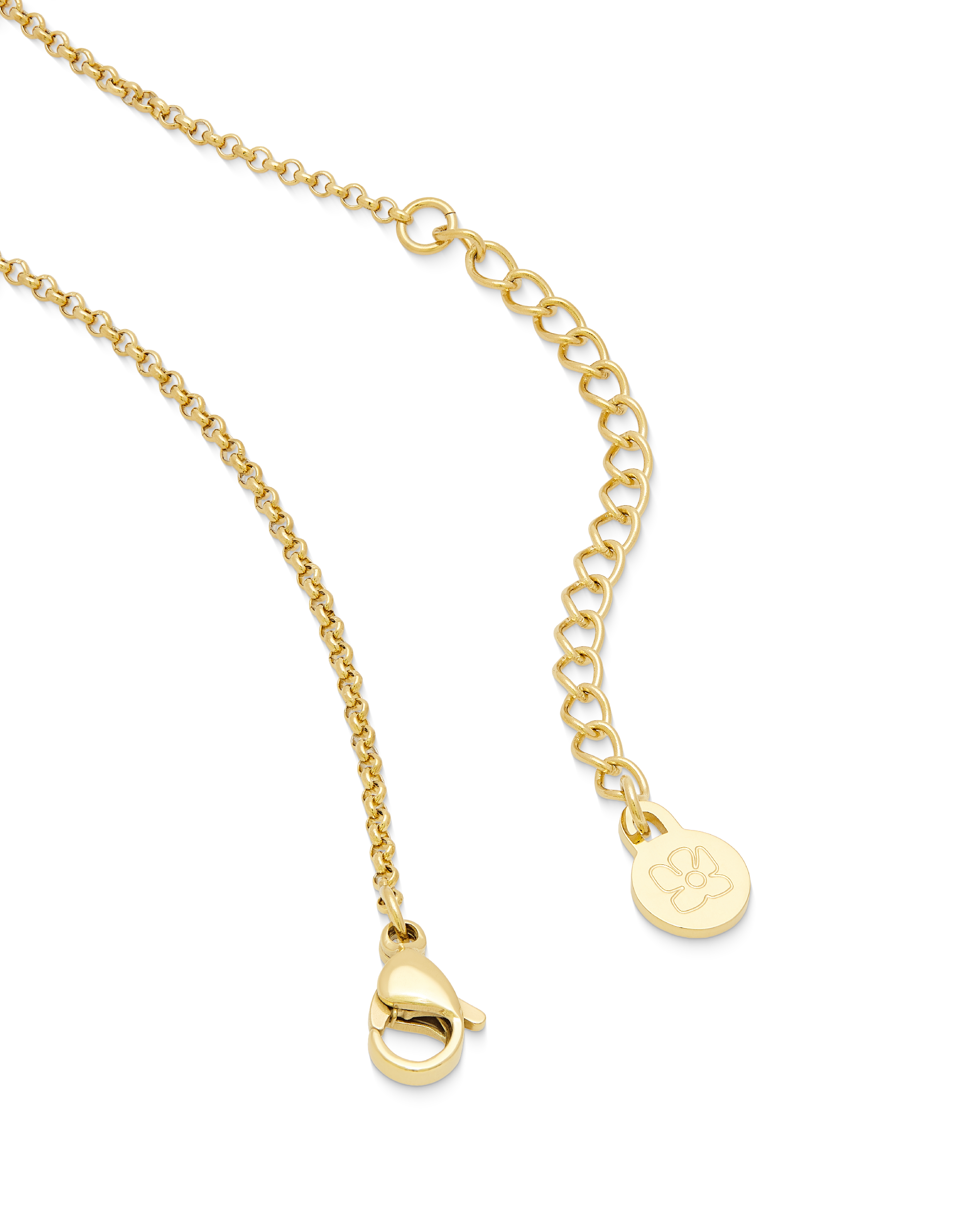
Scarlet Glow Necklace in 14k gold, close view of the carnelian drop and bloom