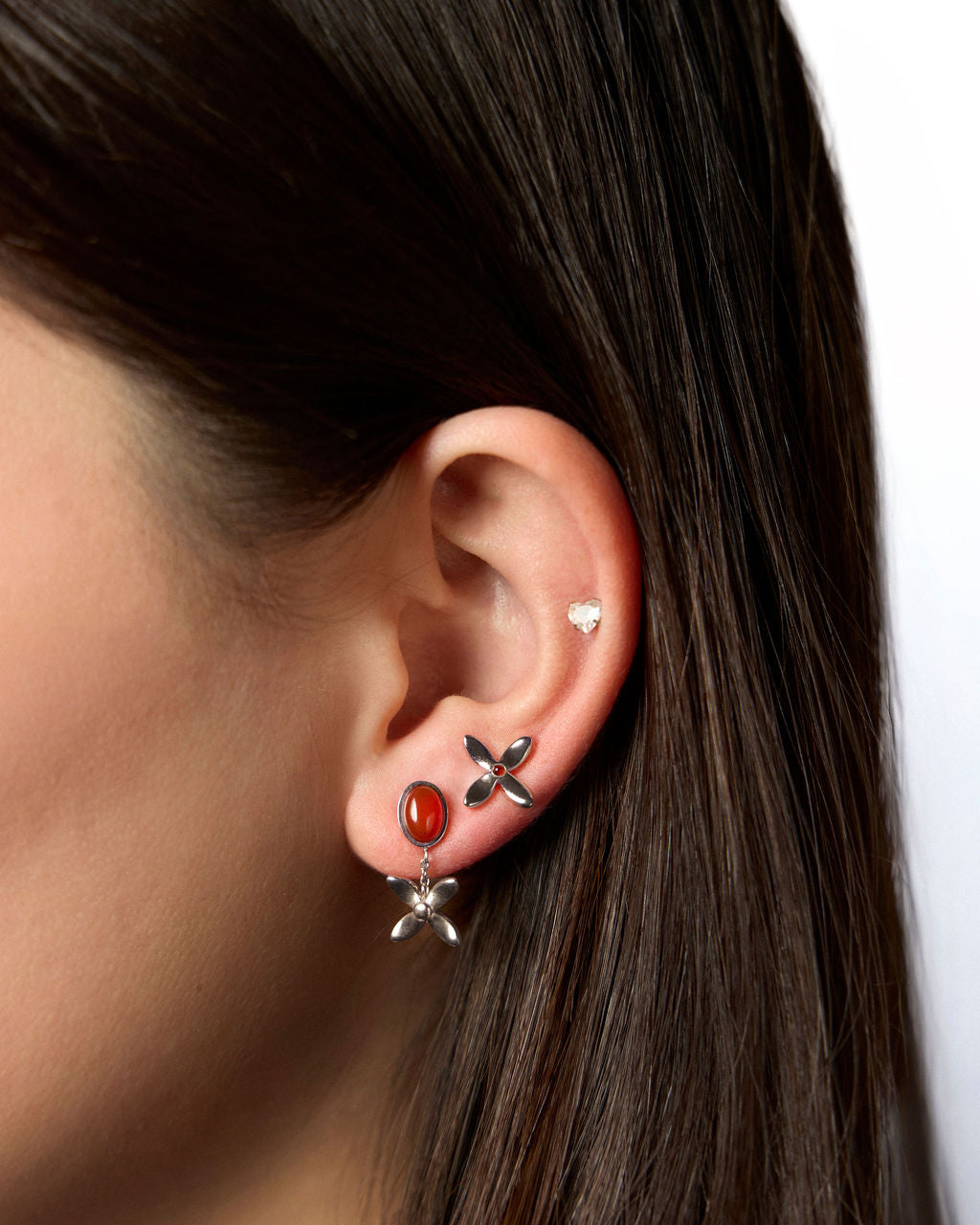 
Model wearing the Scarlet Glow Stud Earring