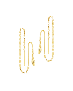 
Snake Threader Earrings in 14k gold - a sleek snake chain that glides through the ear