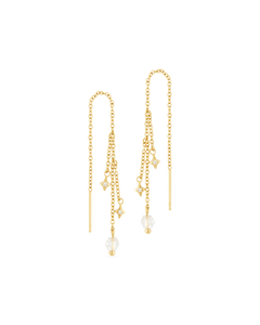 
Sparkle Threader Earrings in 14k gold - a line of crystal sparkles on a pull-through chain
