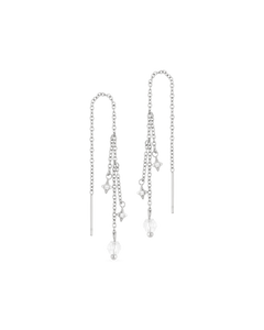 
Sparkle Threader Earrings in silver - a line of crystal sparkles on a pull-through chain