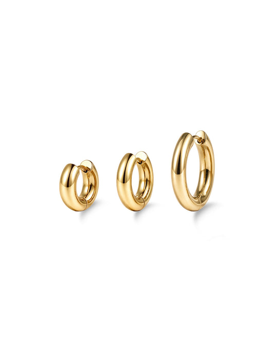 
Triple Chunky Endless Hoops in gold, small, medium and large