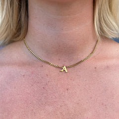 Cuban Initial Necklace (your letter, 16in + 2in)